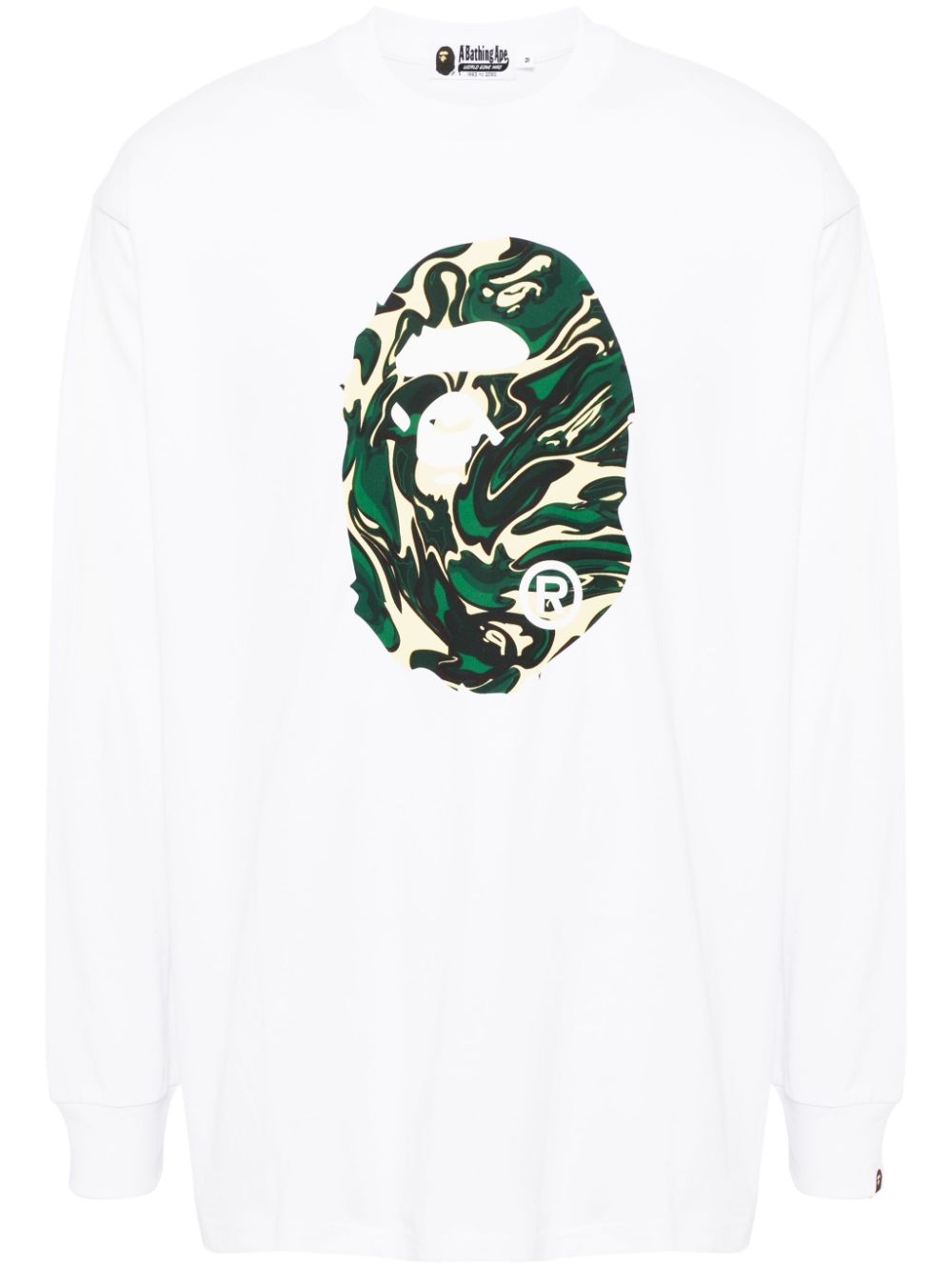 A BATHING APE T-shirt met camouflageprint en logo Wit