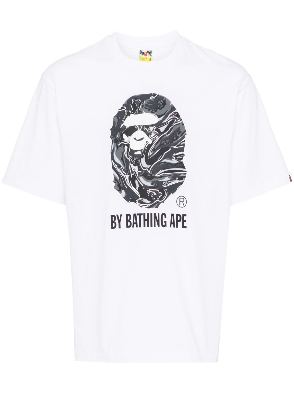 A BATHING APE® marbling camo logo T-shirt - White