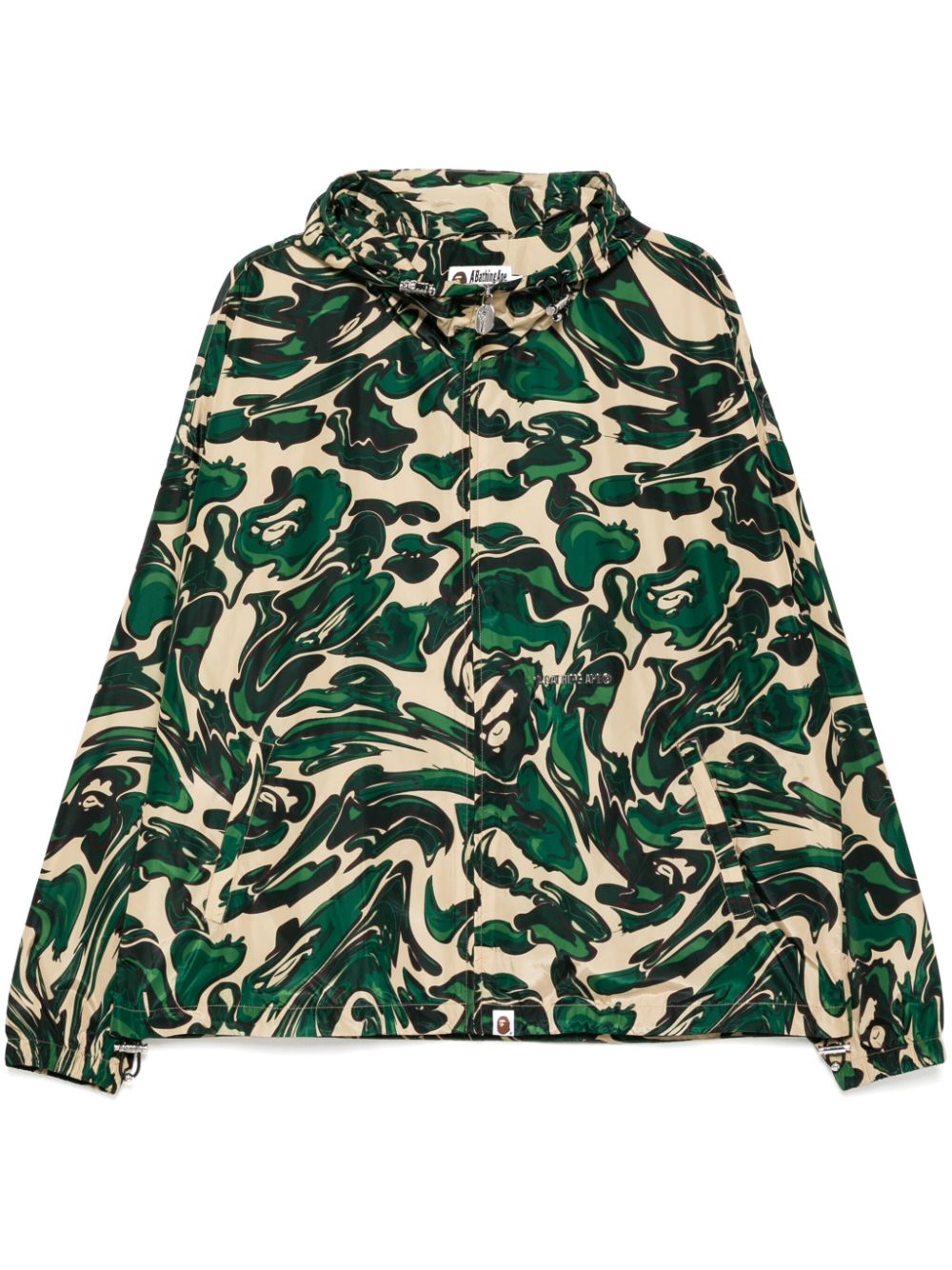 A Bathing Ape Marbling-camo Hooded Jacket In Grün