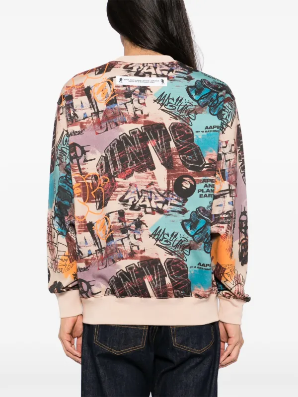 AAPE BY *A BATHING APE® Moonface Logo Graffiti Print Hoodie