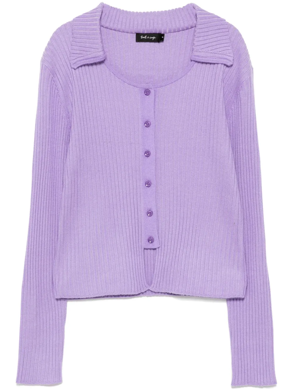 Shop Tout A Coup Cutout Knitted Top In Purple