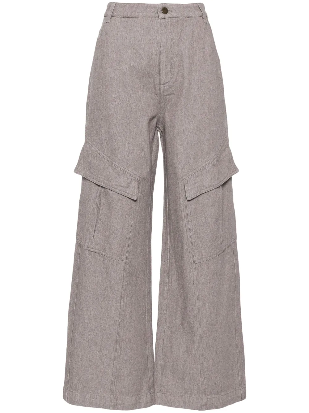 Shop Tout A Coup Wide-leg Cargo Pants In Grey