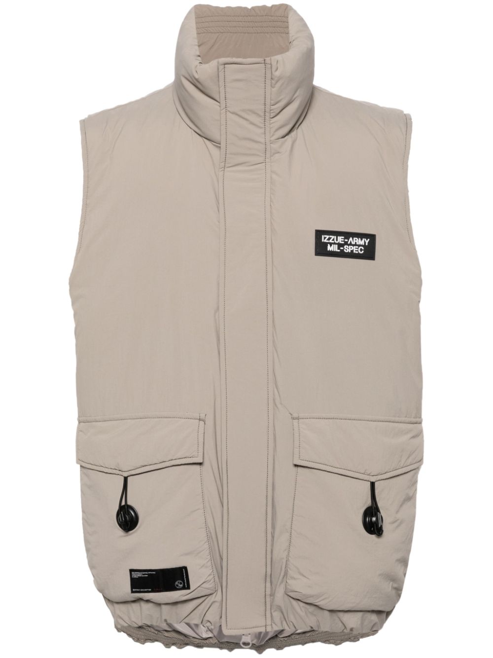 izzue logo-patch down jacket - Neutrals