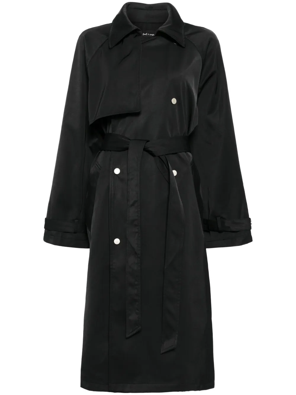 Shop Tout A Coup Double-breasted Trench Coat In Black