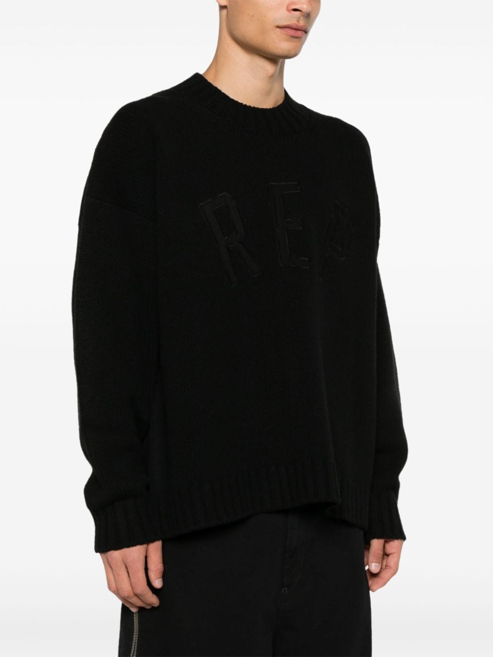 Shop Represent Rep-appliqué Sweater In Black