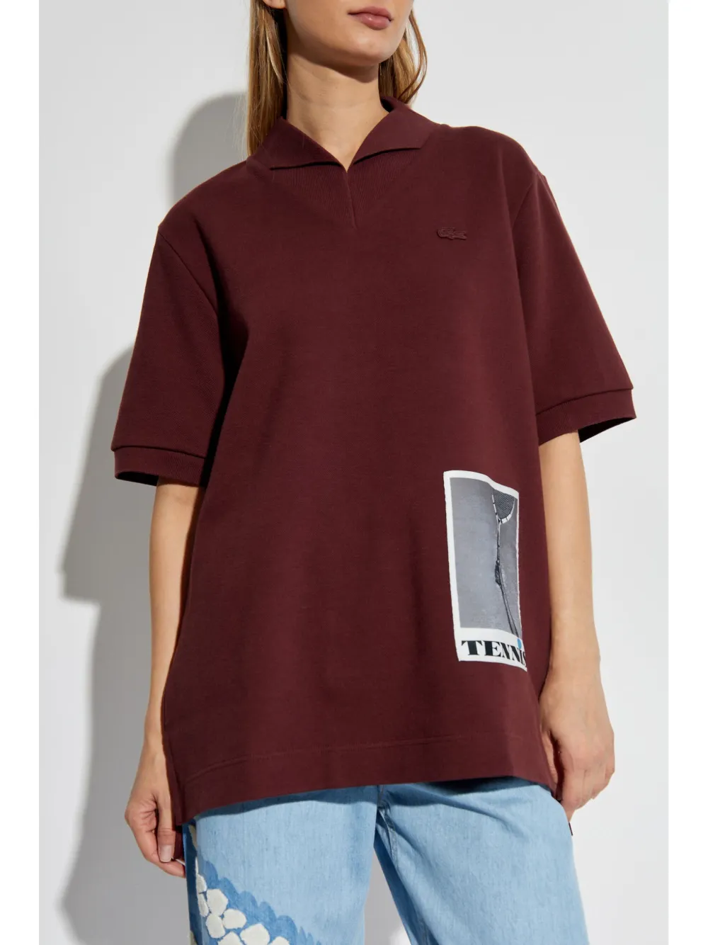 Lacoste Poloshirt met geborduurd logo Rood