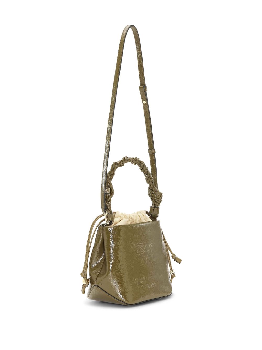 Shop Ganni Bou Braided-handle Tote Bag In Green