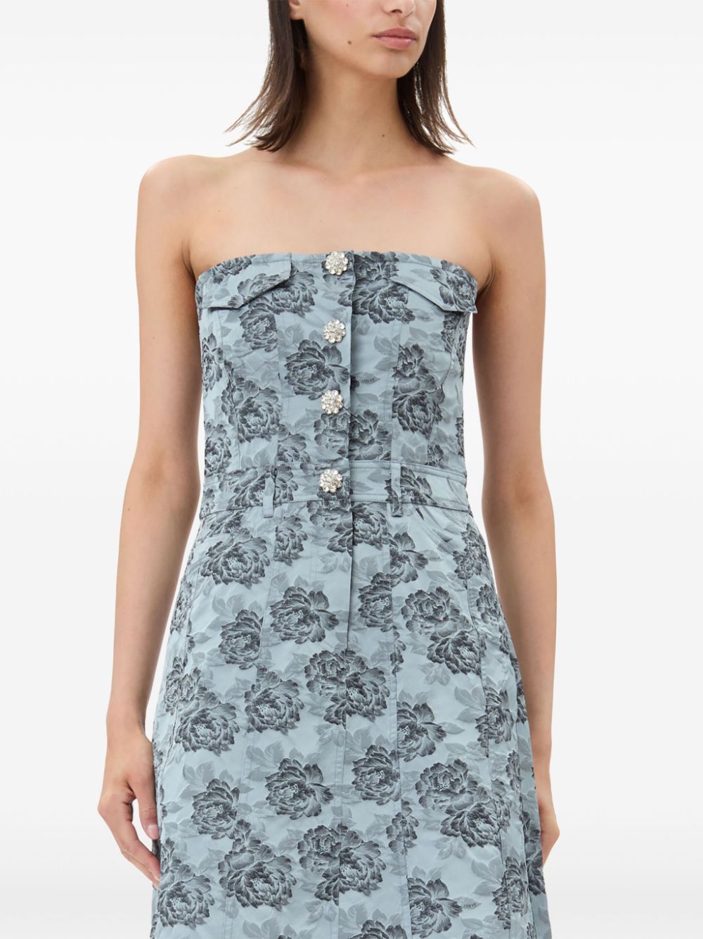 GANNI Midi-jurk met jacquard Blauw