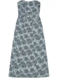 GANNI Botanical jacquard midi dress - Blue