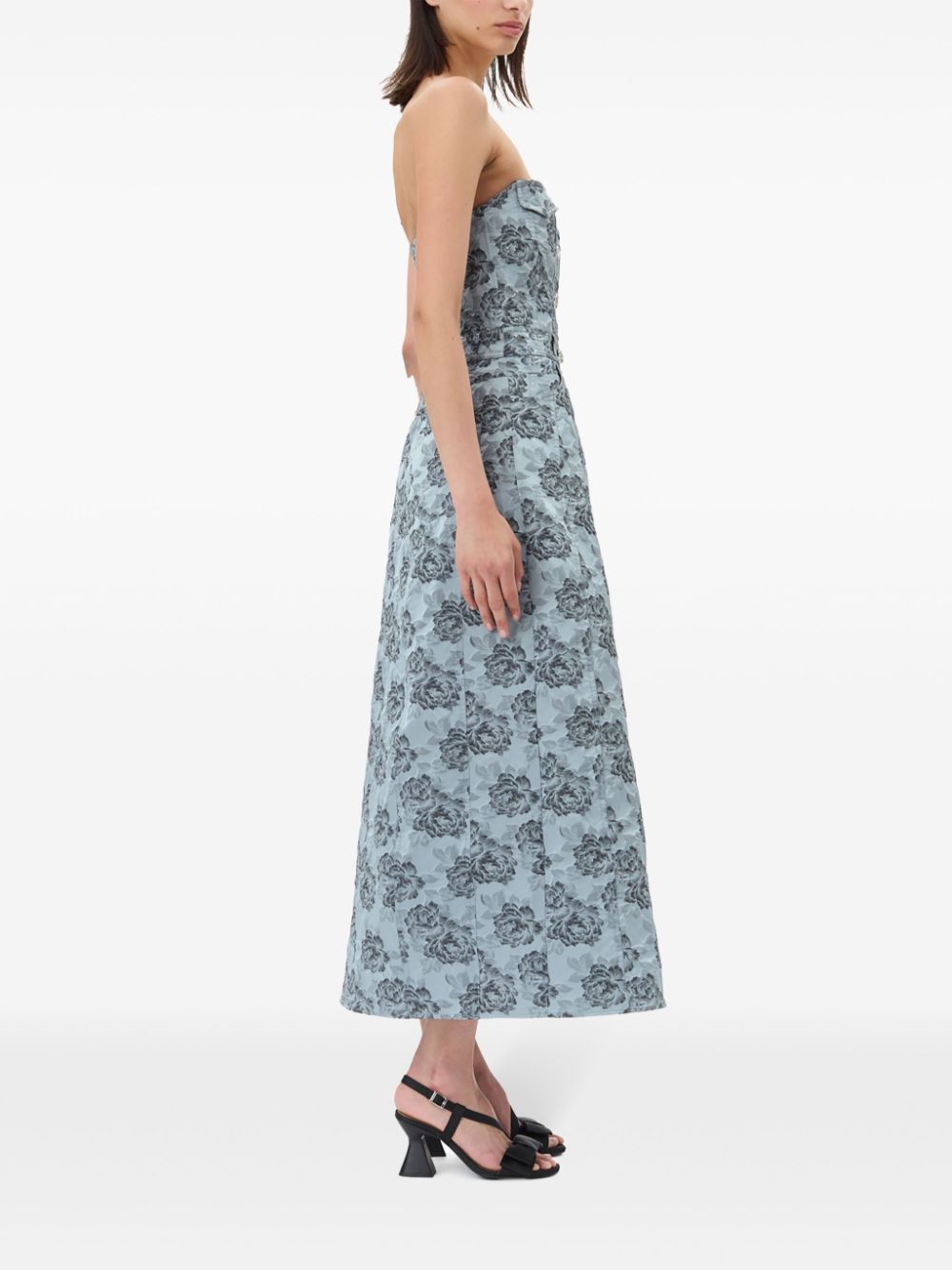 GANNI Midi-jurk met jacquard Blauw