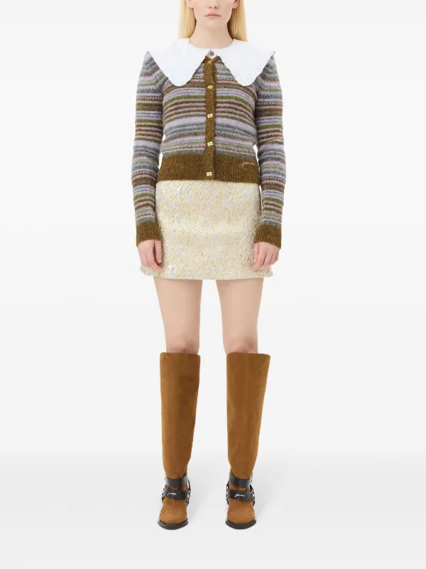 【関税&送料込】Ganni Beige Flounced Mini Skirt GANNI Drapey Mélange Mini Skirt | Neutrals | FARFETCH
