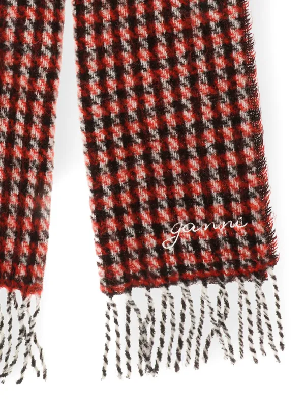 GANNI Checked Scarf | Red | FARFETCH UK
