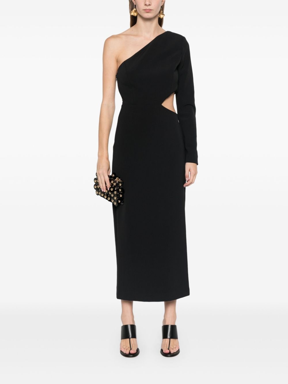 TWINSET one-shoulder midi dress - Zwart