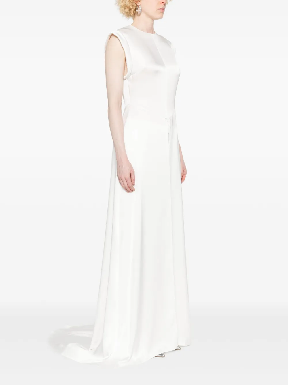 Shop David Koma Roll-cuffs Satin Blouse In White