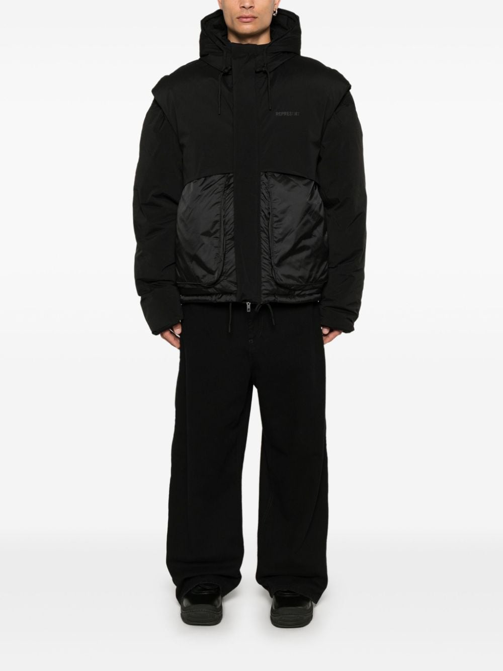 Shop Represent Hooded Puffer Jacket In Black