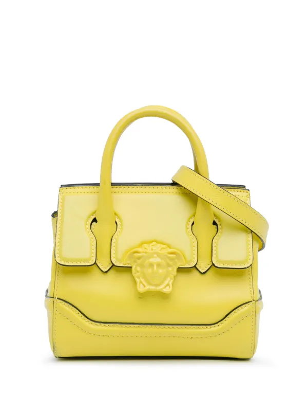 Versace Pre Owned 2015 2024 Small Calfskin Palazzo Empire Bag Satchel Yellow FARFETCH UK