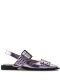 GANNI buckle-detail metallic ballet flats - Purple