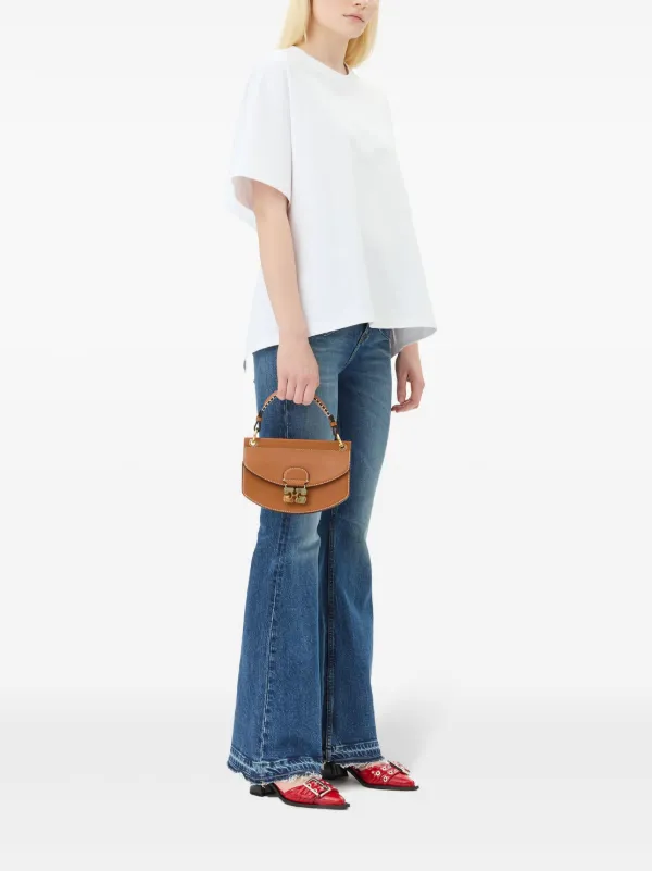 トートバッグ Ganni SS25 APO G MINI BAG (A63495924 099) GANNI Mini Apo-G Tote Bag | Brown | FARFETCH