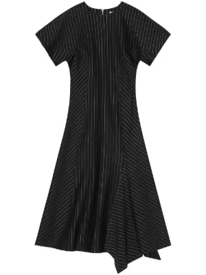 【GANNI】ブラック&ホワイトストライプミニシャツドレス Black Black and White Stripe Mini Shirt Dress | GANNI US