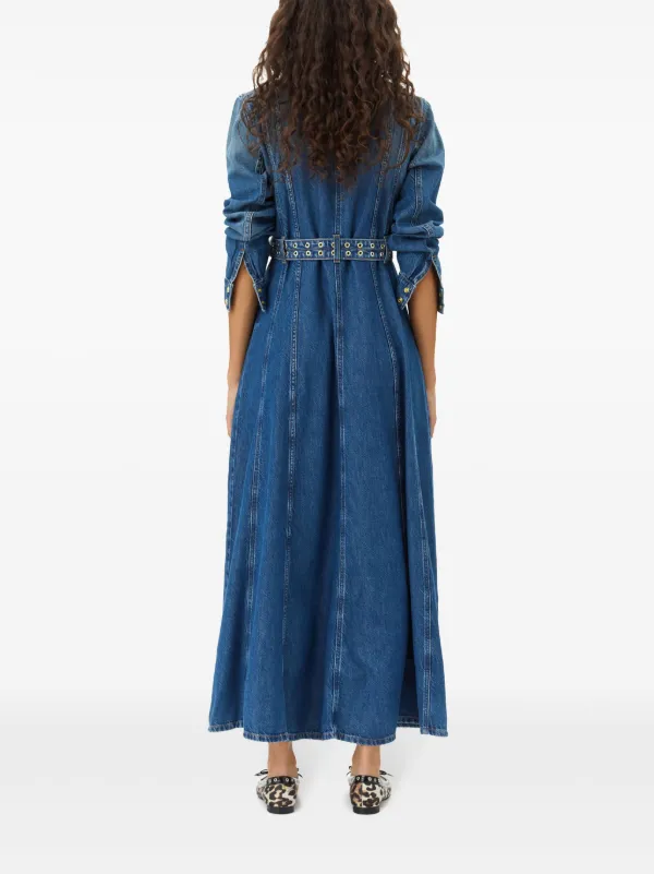 【関税&送料込み】Ganni Denim Dress GANNI Denim Maxi Dress | Blue | FARFETCH