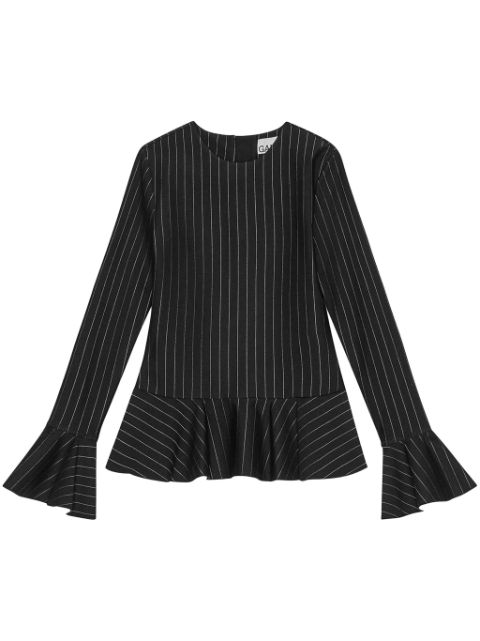 GANNI pinstriped peplum blouse Women