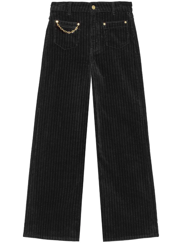 GANNI コーデュロイ パンツ | ブラック | FARFETCH JP