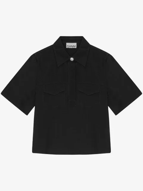 GANNI flap-pockets blouse
