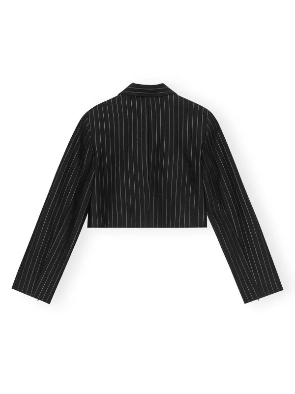 GANNI ストライプ クロップドジャケット | ブラック | FARFETCH JP