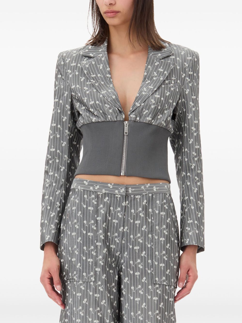 GANNI jacquard cropped blazer Women