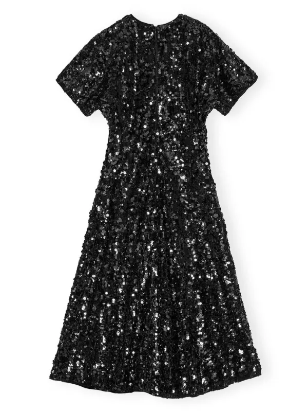 【Ganni】関税込★ブラック ベルベット スパンコール ミニドレス GANNI スパンコール ベルベットドレス | ブラック | FARFETCH JP