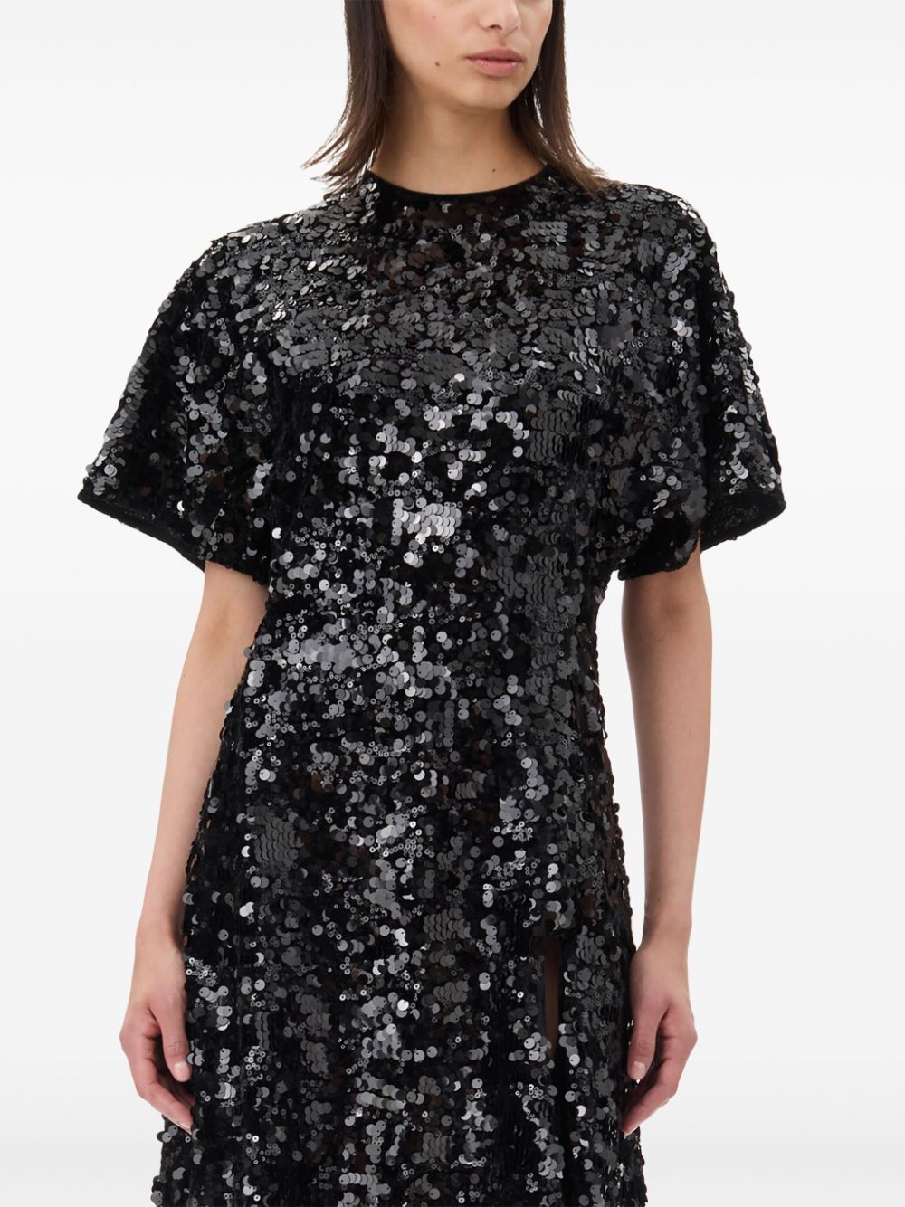 GANNI sequinned velvet dress Women