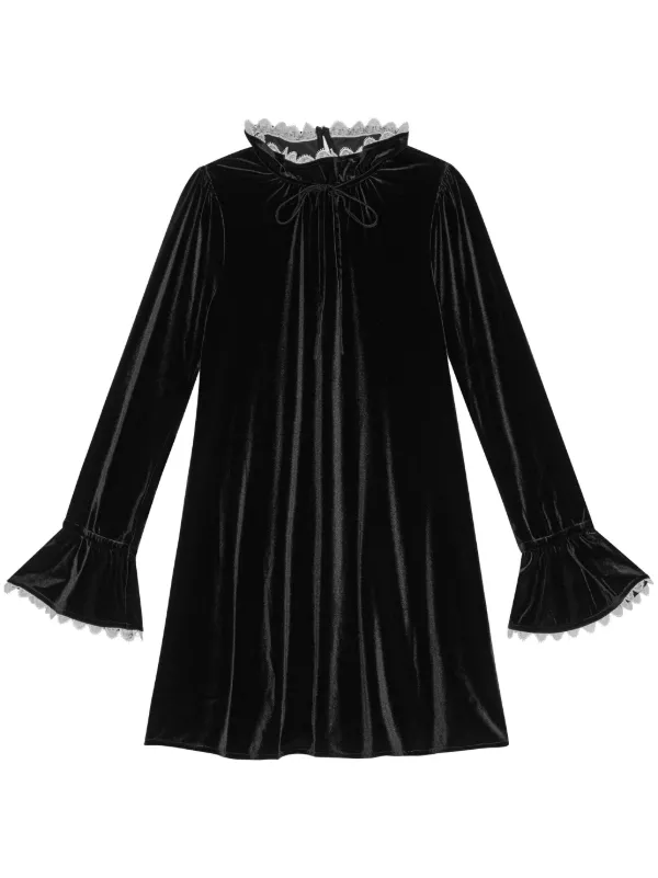 GANNI フロラルシャカトAラインミニトレス W00406736 628 GANNI Aライン ミニドレス | ブラック | FARFETCH JP