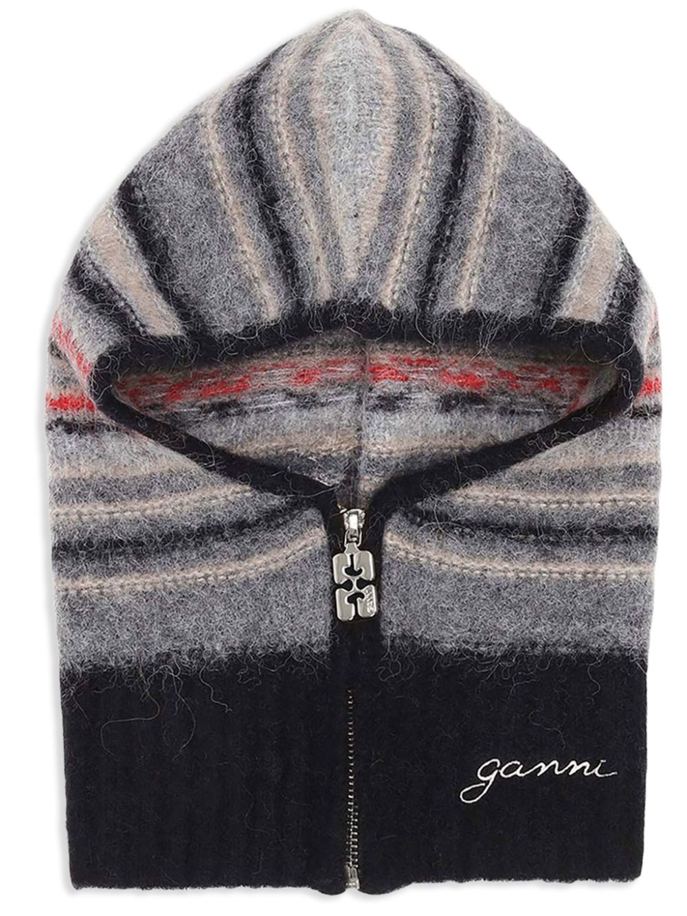 GANNI striped zip-up balaclava Women