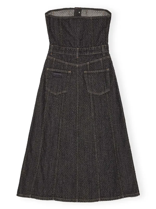ganni fluffy denim dress Ganni Fluffy Denim Midi Dress