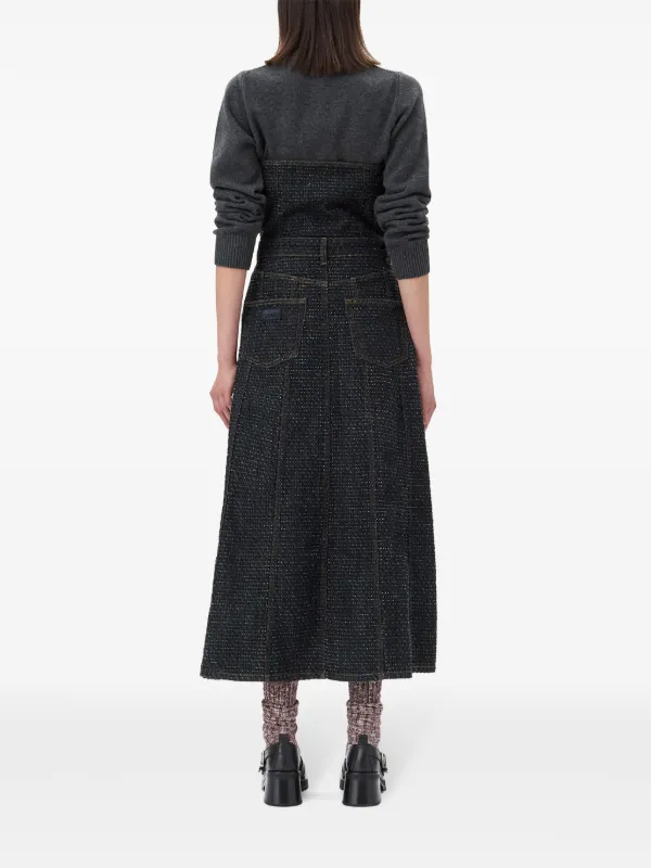ganni fluffy denim dress Ganni Fluffy Denim Midi Dress
