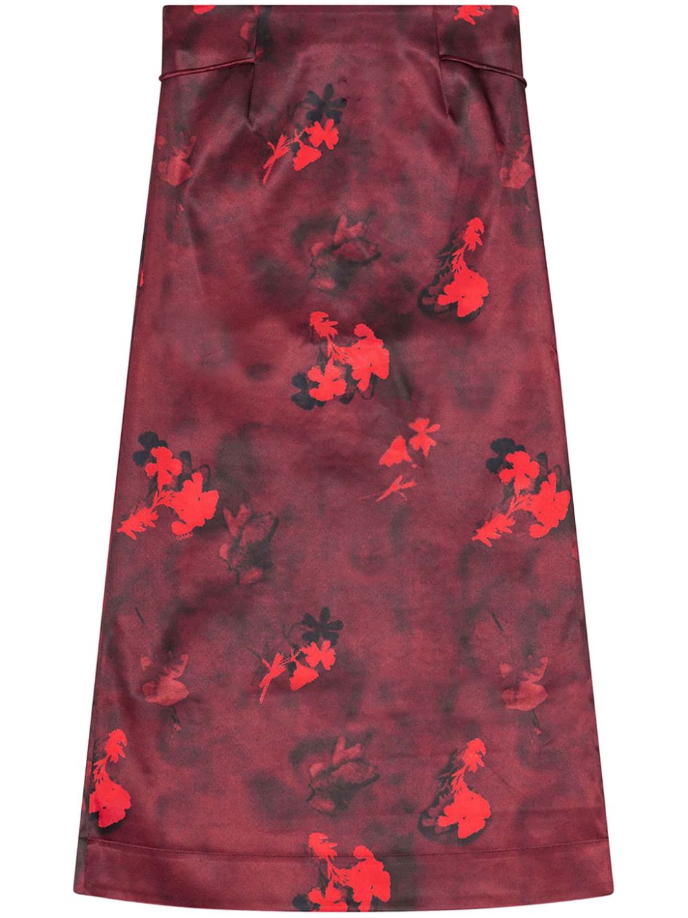 GANNI Satijnen maxi-rok met print Rood