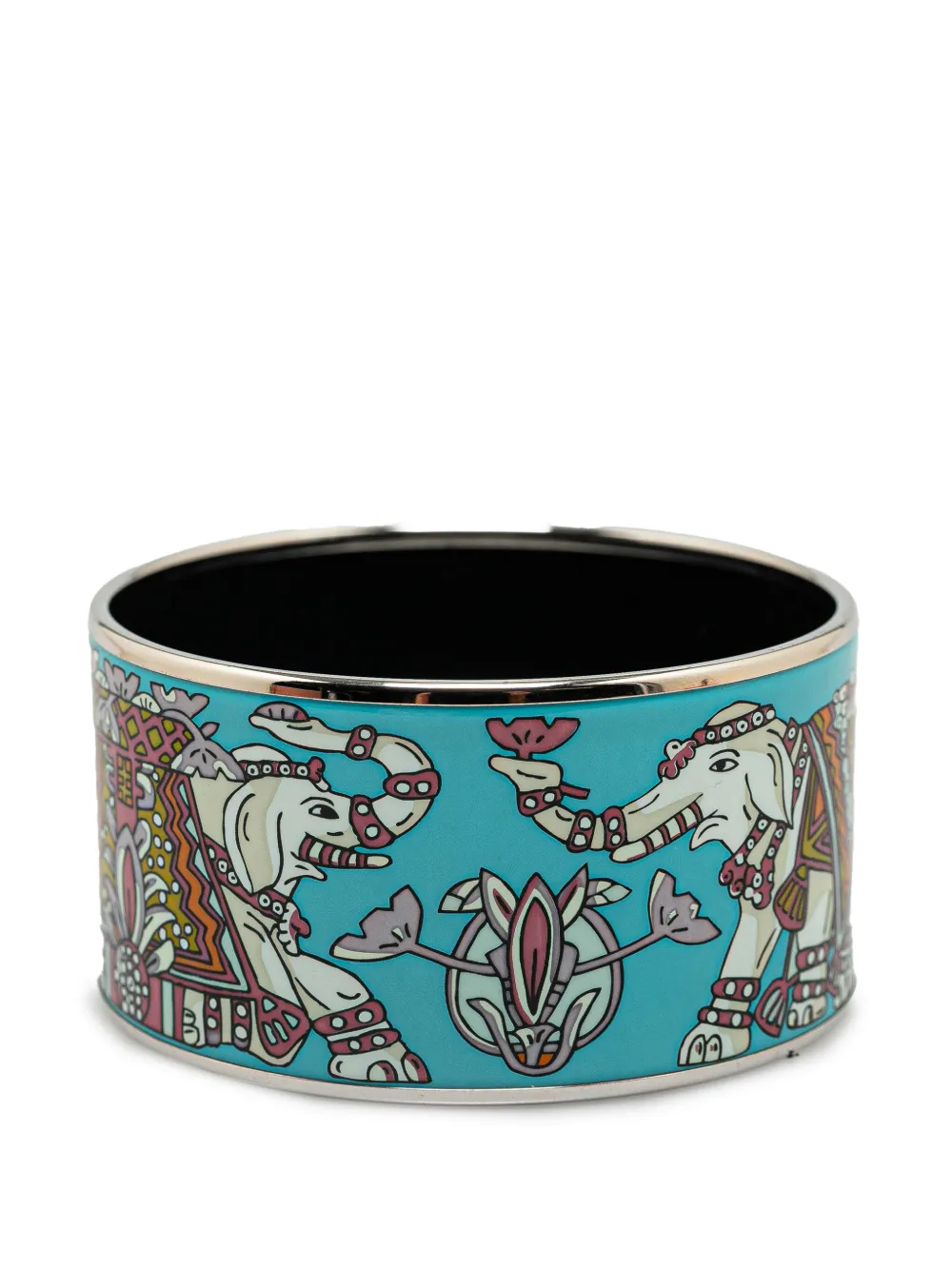 Hermès Pre-Owned 2000-2010 Extra Wide Torana Elephant Email Bangle 65 kostuum armband - Zilver