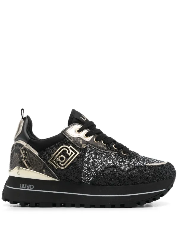 LIU JO glitter detail Platform Sneakers Black FARFETCH AO