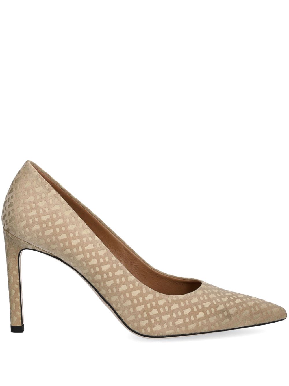 Hugo Boss 90mm Monogram-pattern Pumps In Brown