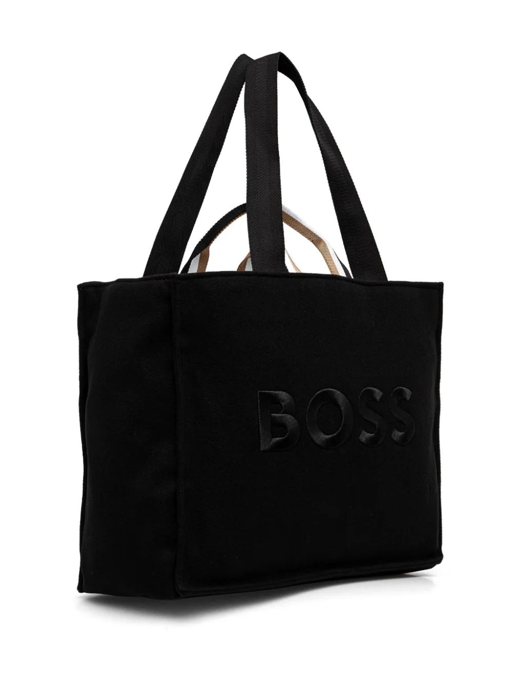 BOSS large logo-embroidered tote bag - Zwart