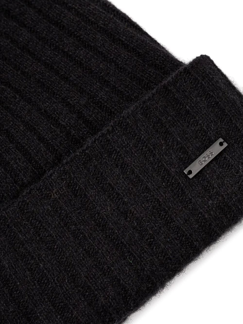 Shop Hugo Boss Ribbed-knit Beanie Hat In Black