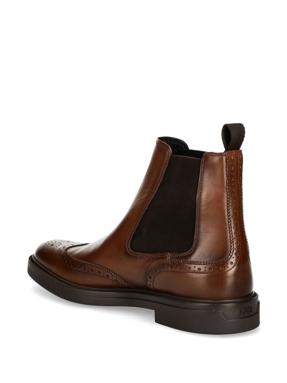 Shop Hugo Boss Leather Chelsea Boots In 褐色