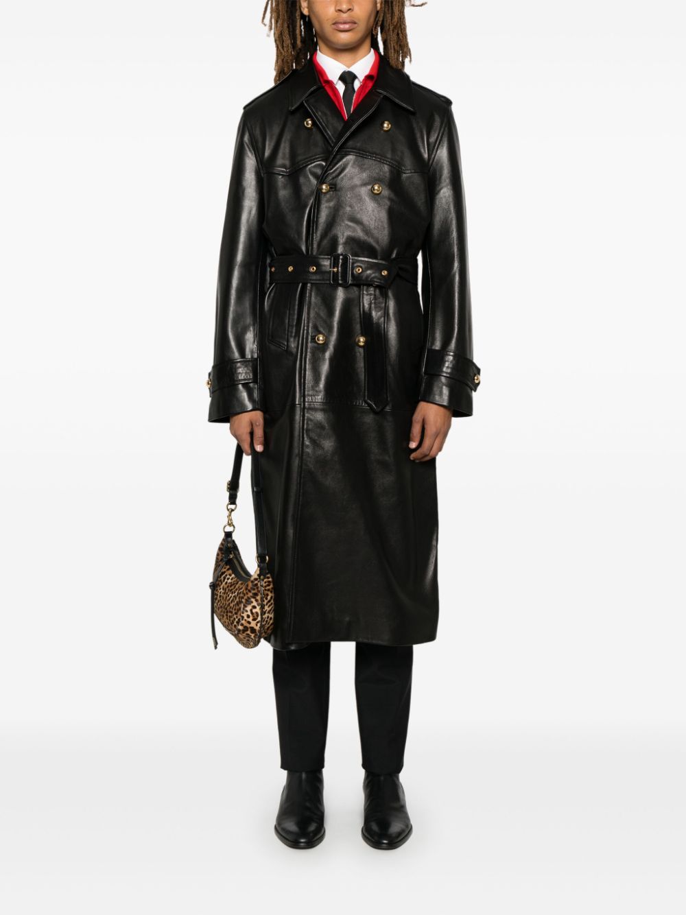 Shop Ernest W Baker Leather Coat In Black