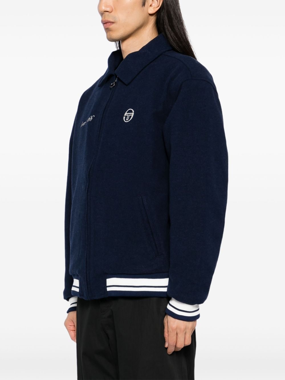 Shop Sergio Tacchini Borotra Varsity Jacket In Blue