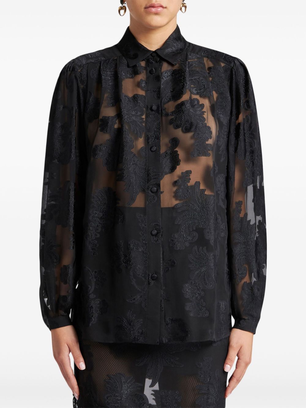 ETRO fil-coupe effect chiffon shirt Women