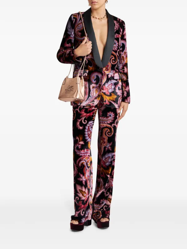 【関税込み】ETRO 'Paisley' velvet pants ETRO paisley-print Velvet Trousers | Black | FARFETCH JO