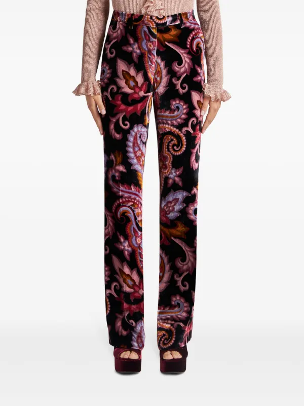 【送料&関税込】Etro Velvet Pants ETRO Paisley Velvet Trousers | Black | FARFETCH