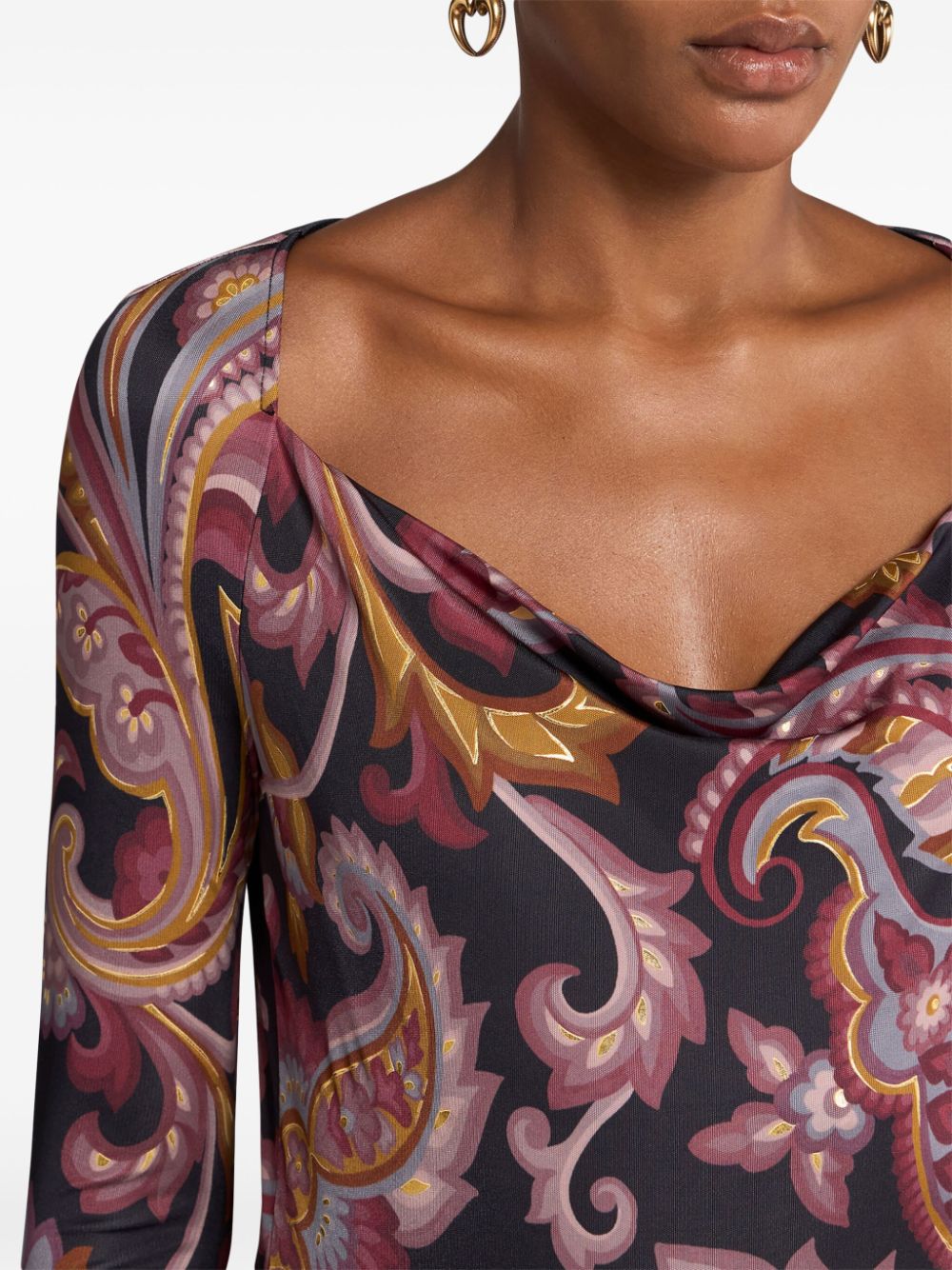 Shop Etro Printed Jersey Top In Pink