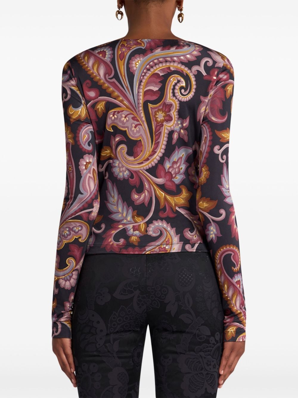 Shop Etro Printed Jersey Top In Pink