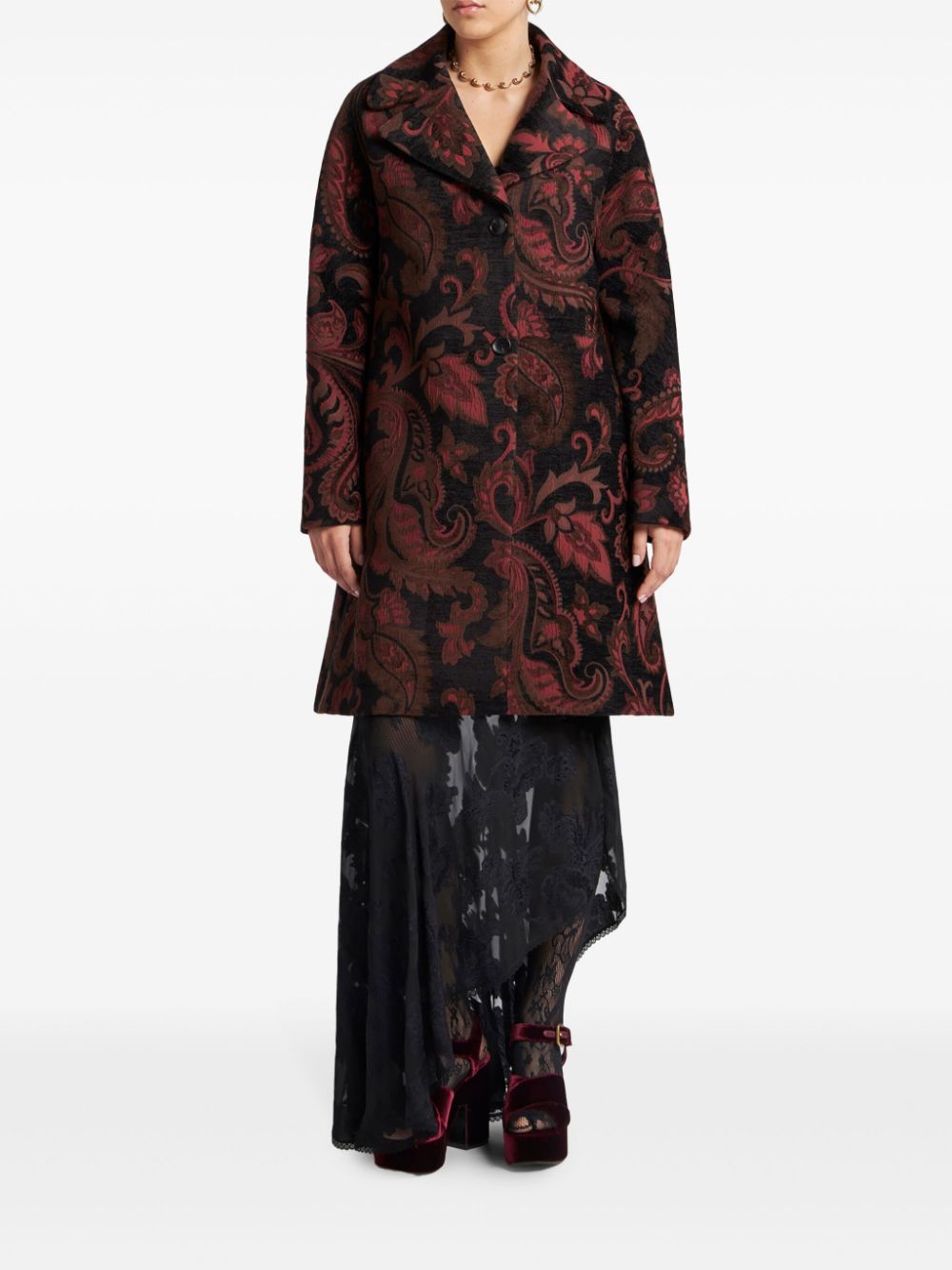 ETRO patterned-jacquard midi coat Women